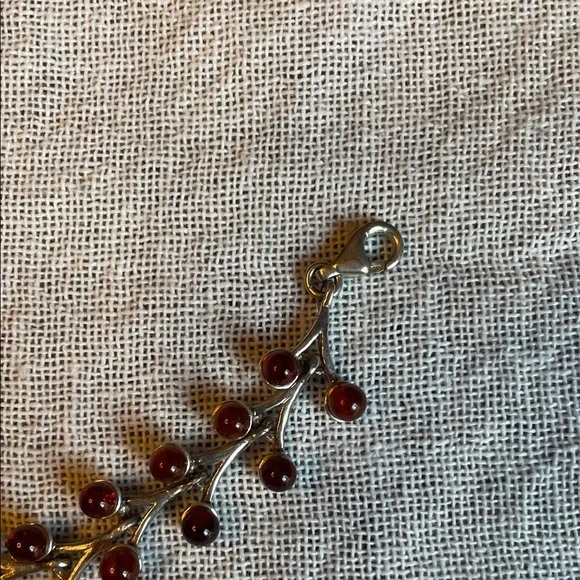 Vintage Old Pawn .925 Sterling Silver and Baltic Amber Organic Floral Bracelet - Picture 5 of 10